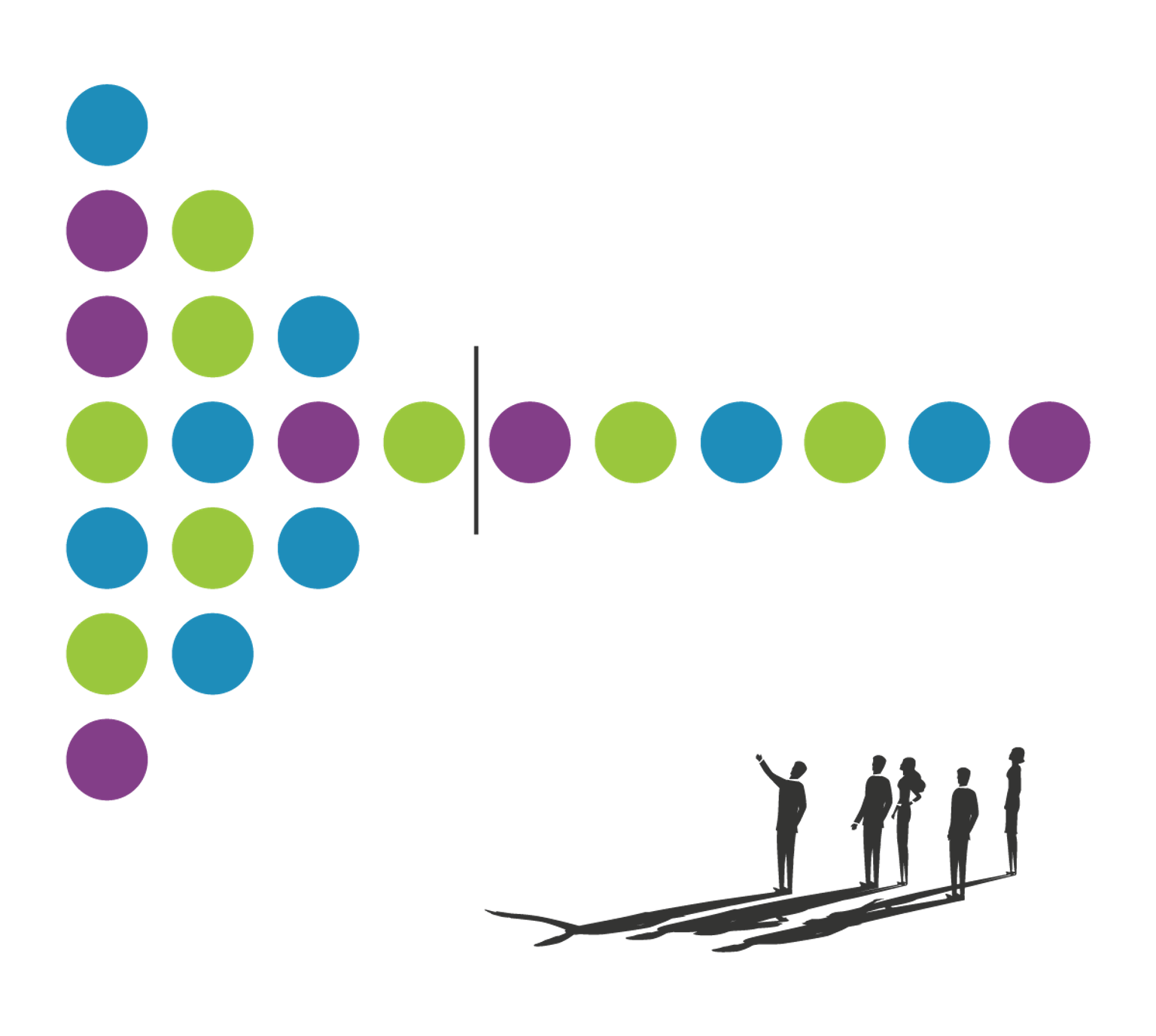 A group of people being abstractly taught about a bottleneck